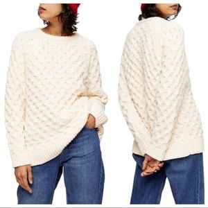 🦋 Topshop Honeycomb Chenille Ivory Sweater
